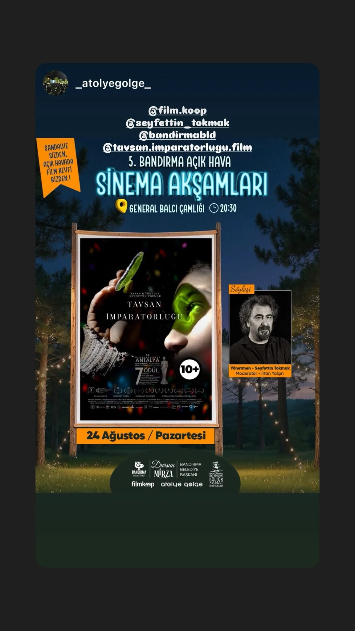 Bandırma’da sinema akşamları başlıyor: İlk film “Tavşan İmparatorluğu”