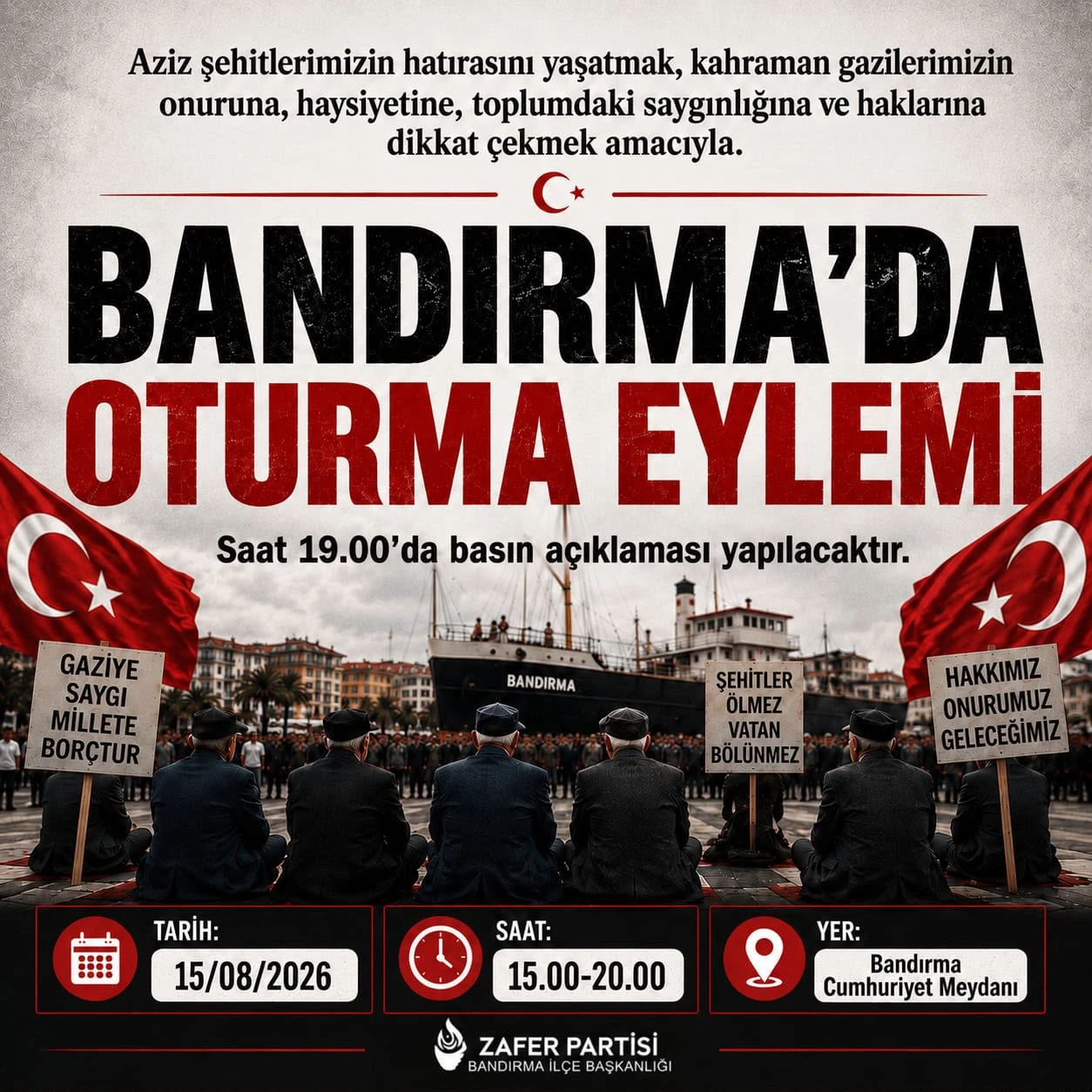 Zafer Partisinden ‘Çerçeve Yasa’ya Karşı Oturma Eylemi