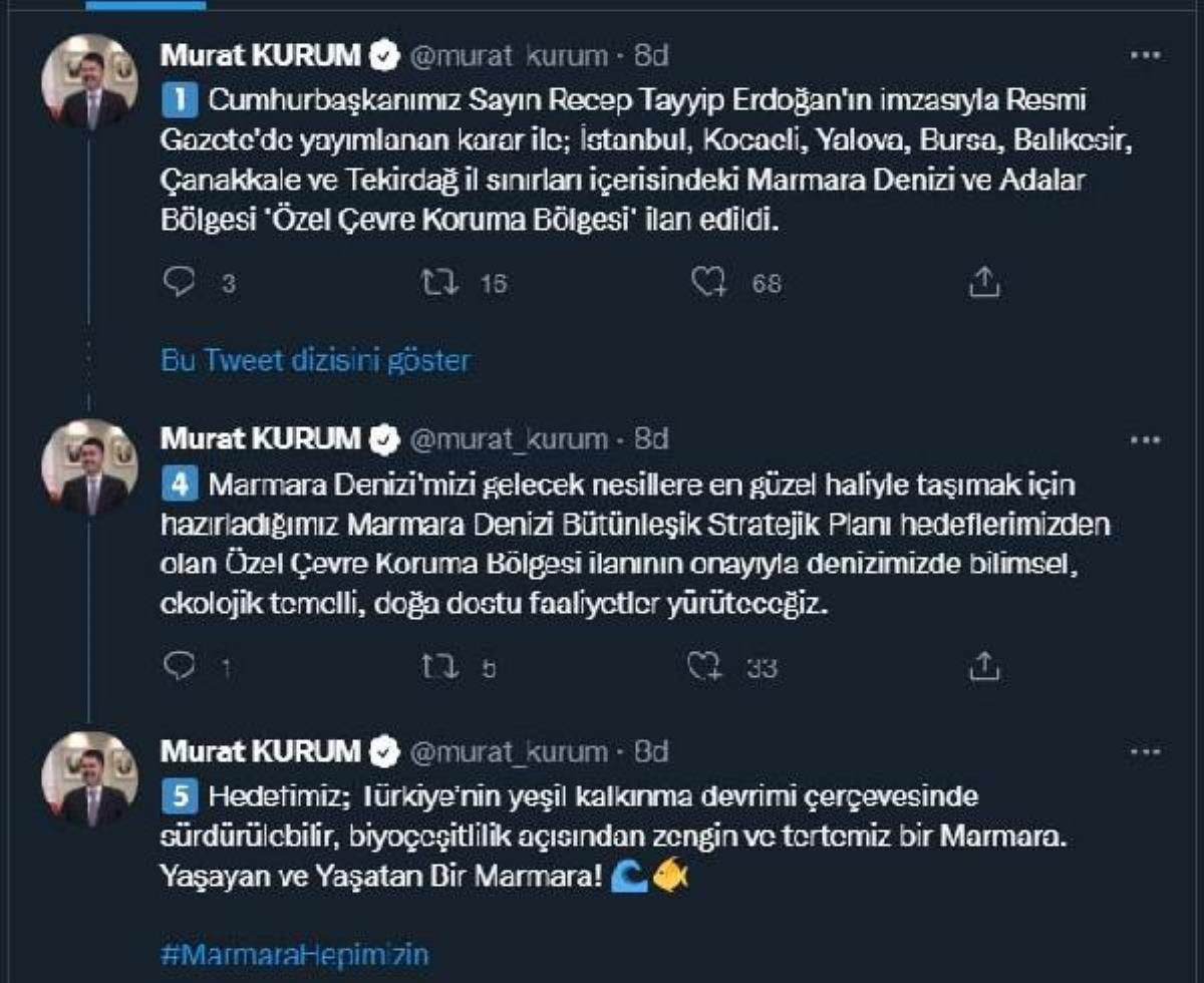 Bakan Kurum, Marmara Denizi ve Adalar'ın "Özel Çevre Koruma Bölgesi" ilanını değerlendirdi Açıklaması