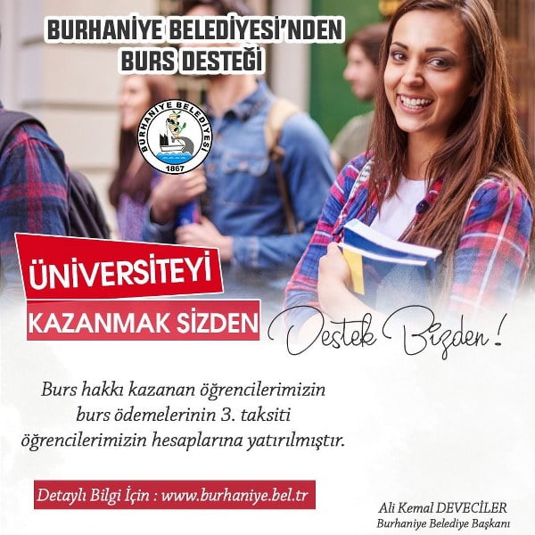 BURHANİYE'DE ÖĞRENCİLERE BURS DESTEĞİ DEVAM EDİYOR