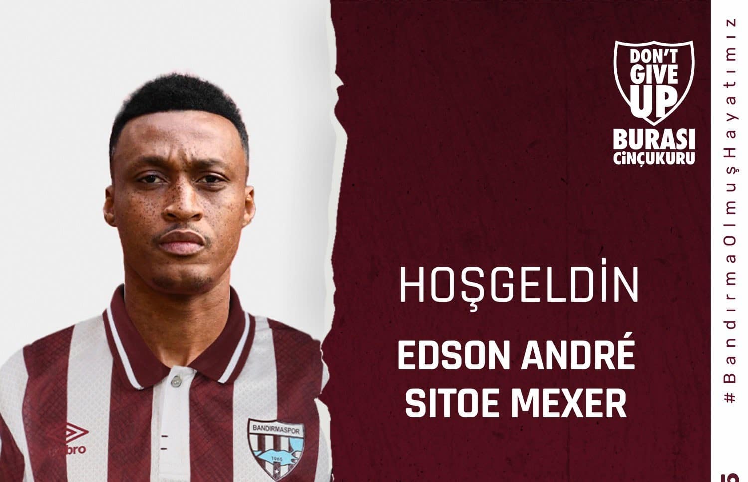 Teksüt Bandırmaspor Mozambikli Edson André Sitoe Mexer ile 2 yıllık sözleşme imzaladığını duyurdu.