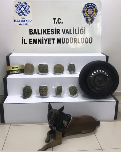 Edremit ilçesinde bir araçta gizlenen 2 kilogram 978 gram esrar, polis köpeği Cash'in dikkati sayesinde bulundu. Operasyon sonucunda 2 kişi gözaltına alındı.
