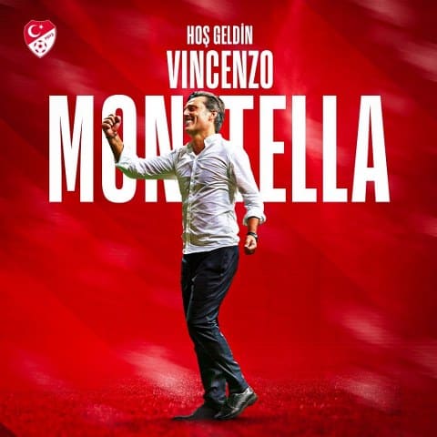 Türkiye Futbol Federasyonu (TFF), A Milli Futbol Takımı'nın yeni teknik direktörünün Vincenzo Montella olduğunu duyurdu.