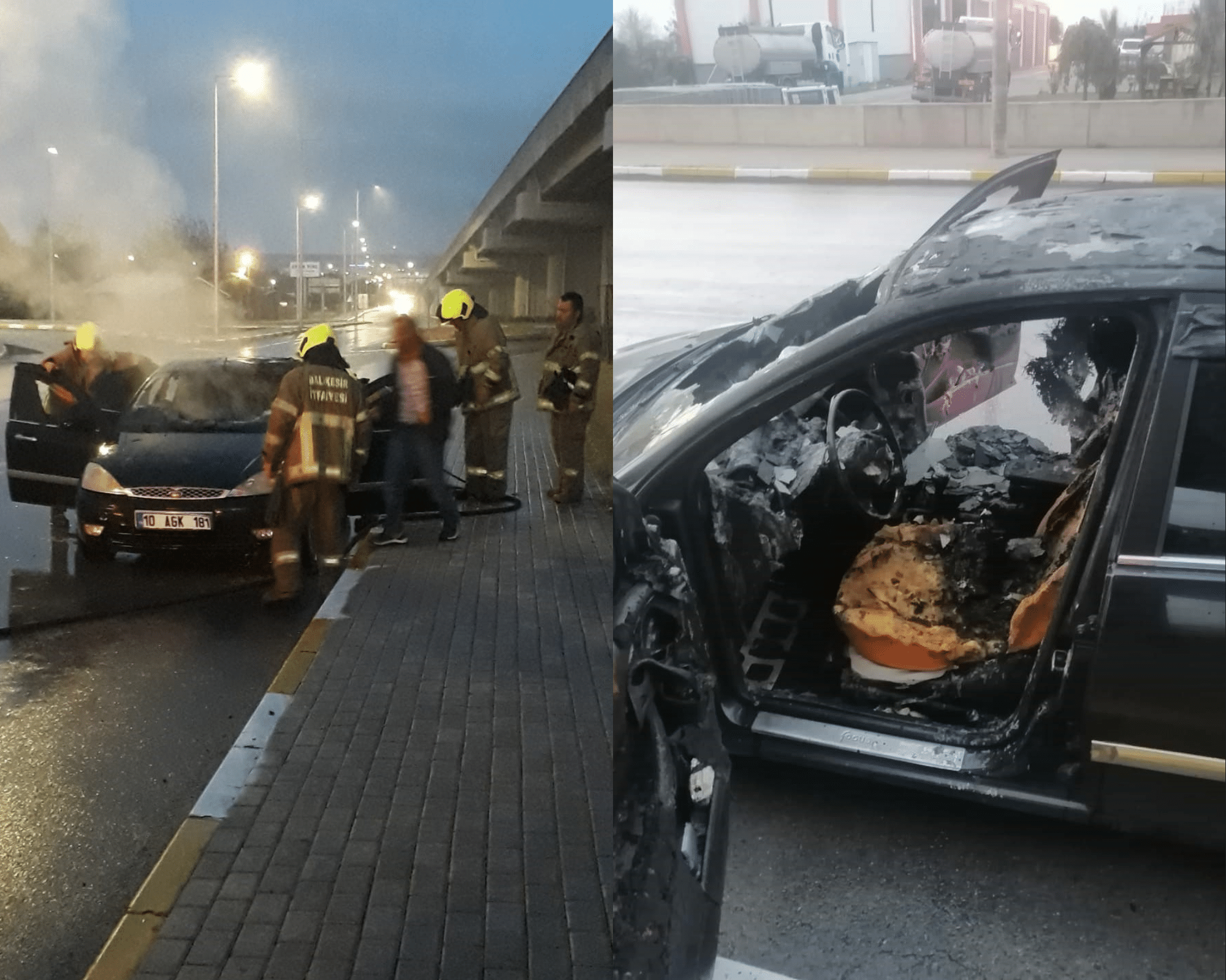 Balıkesir’in Bandırma ilçesinde sabah saatlerinde seyir halindeki binek otomobil birden alev aldı. Sürücü kendini araçt