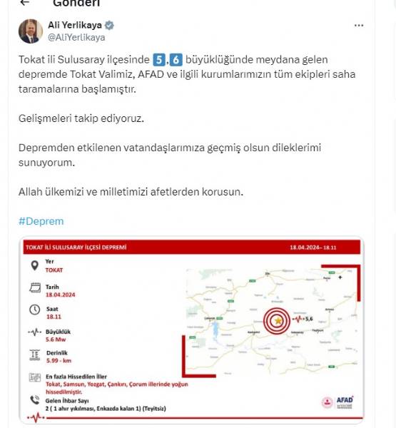 Son Dakika; Tokat