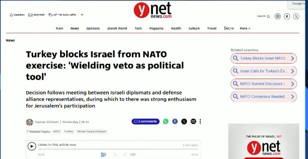 Türkiye, NATO Tatbikatına İsrail’in Katılımını Veto Etti