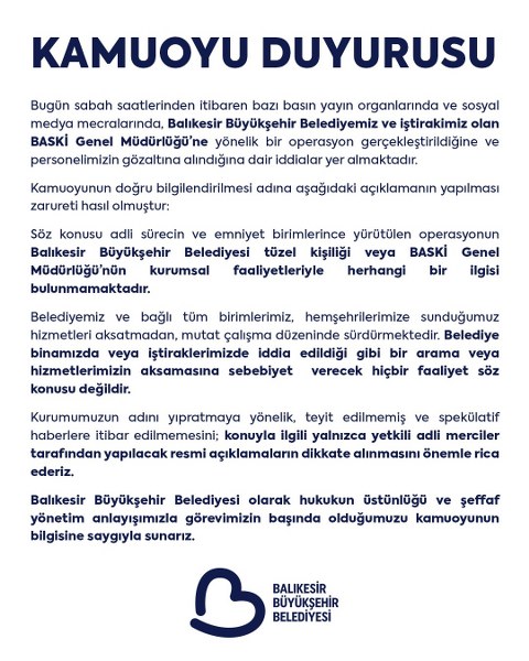 BASKİ'de Operasyon İddiası